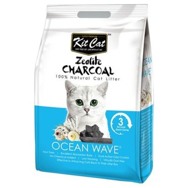 Kit Cat Zeolite Charcoal Ocean Wave цеолитовый комкующийся наполнитель с ароматом океанского бриза - 4 кг