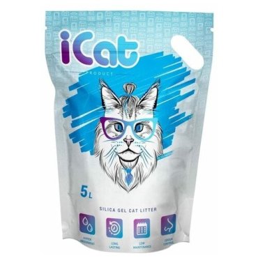 Наполнитель iCAT для кошек впитывающий силикагелевый без ароматизатора 5л