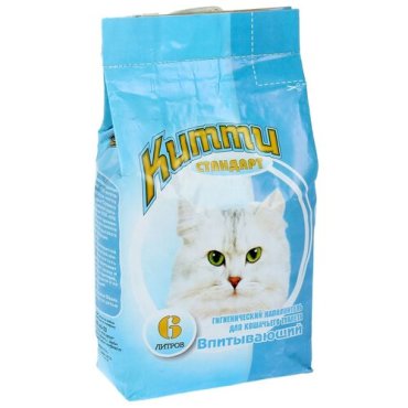 Китти 6л стандарт минеральный впитывающий наполнитель д/кошек