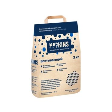 NAPKINS наполнитель Впитывающий наполнитель, 12л, крупная фракция 67во38 00023, 6 кг
