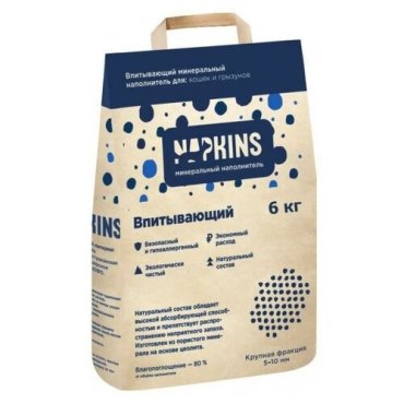 NAPKINS наполнитель Впитывающий наполнитель 12л крупная фракция 67во38 00023 6 кг 43516