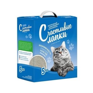 Чистые лапки Комкующийся наполнитель Счастливые лапки 10л, 10 кг, 23624 (2 шт)