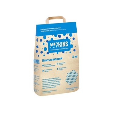NAPKINS наполнитель Впитывающий наполнитель 12л мелкая фракция 67во38 00020 6 кг 43513 (2 шт)