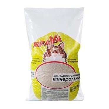 Брава 109498 Минерал Наполнитель дгладкошерстных кошек и котят 15л (2 шт)