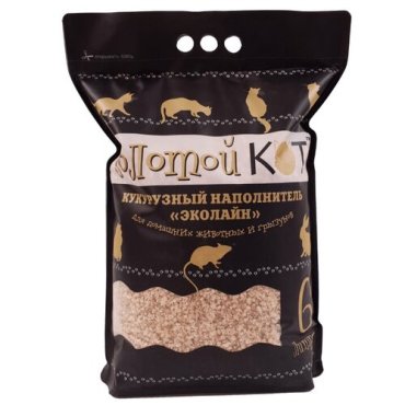 Золотой кот наполнитель кукурузный для грызунов , 6 л