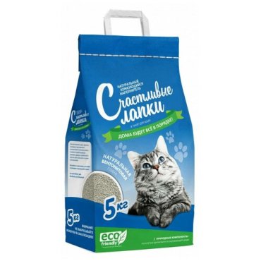 Чистые лапки Комкующийся наполнитель Счастливые лапки 5кг эконом (глина) оранжеваясиняя упк 5 кг 24871 (2 шт)