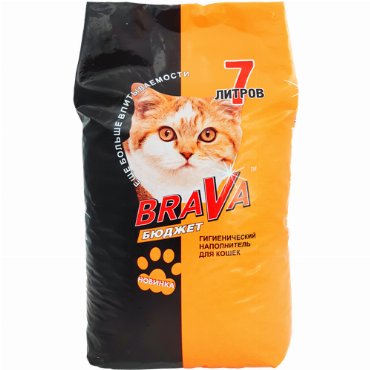 Наполнитель для кошачьего туалета brava бюджет минеральный 7л