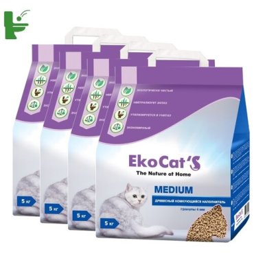 Наполнитель Eko Cats Medium древесный комкующийся 4х5кг