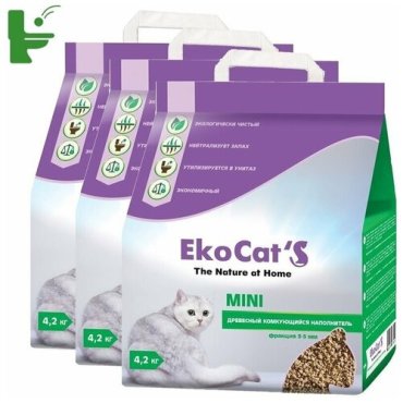 Наполнитель Eko Cats Mini древесный комкующийся 3х10л