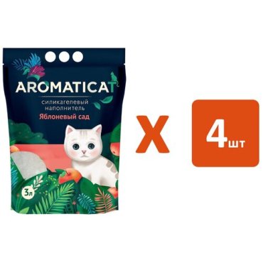 AROMATICAT яблоневый САД наполнитель силикагелевый для туалета кошек (3 л х 4 шт)