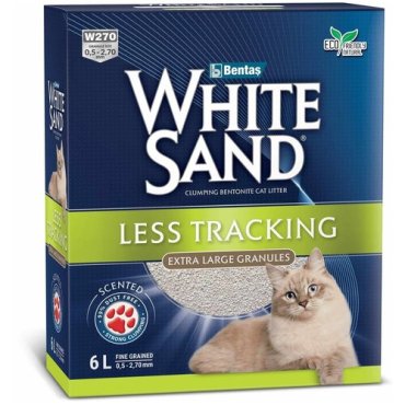 WHITE SAND LESS TRACKING наполнитель комкующийся для туалета кошек не оставляющий следов крупные гранулы (6 л)