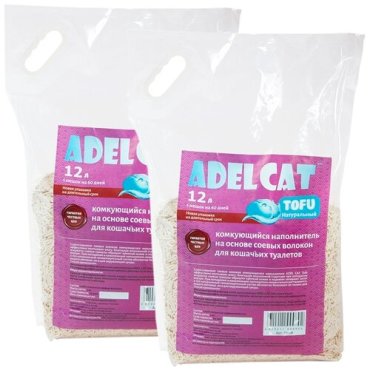 ADEL CAT TOFU наполнитель комкующийся на основе тофу для туалета кошек натуральный (12 + 12 л)