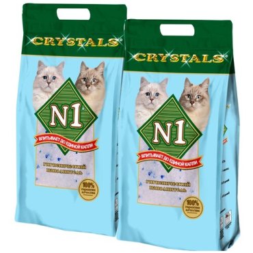 № 1 CRYSTALS – Наполнитель силикагелевый для туалета кошек (5 + 5 л)