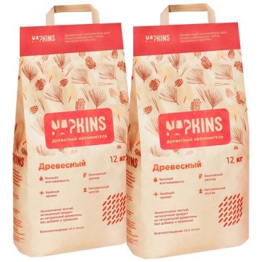 NAPKINS наполнитель древесный для туалета кошек (12 + 12 кг)