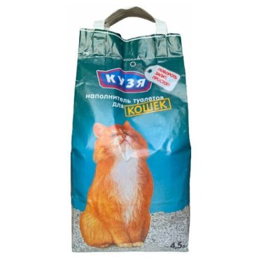 Наполнитель для кошачьего туалета Кузя для котят гладкошерстных кошек, впитывающий, без запаха 4,5л