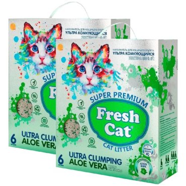 FRESH CAT ALOE VERA наполнитель комкующийся для туалета кошек с ароматизатором (6 + 6 л)