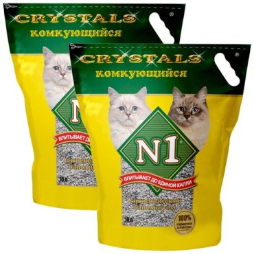 № 1 CRYSTALS наполнитель комкующийся для туалета кошек (10 + 10 л)