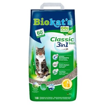 BIOKAT'S CLASSIC FRESH наполнитель комкующийся c ароматизатором 18 л (18 кг)