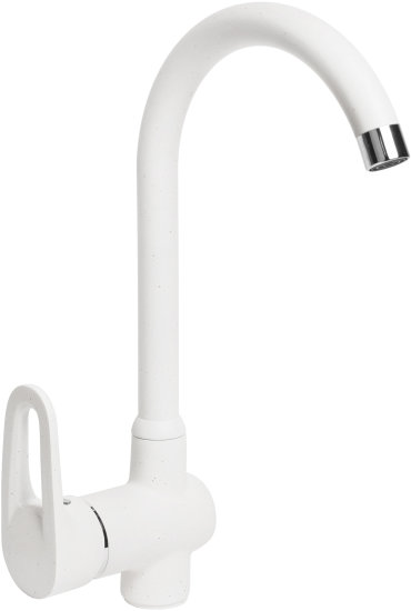 Смеситель AquaGranitEx C-5035 для кухонной мойки, белый