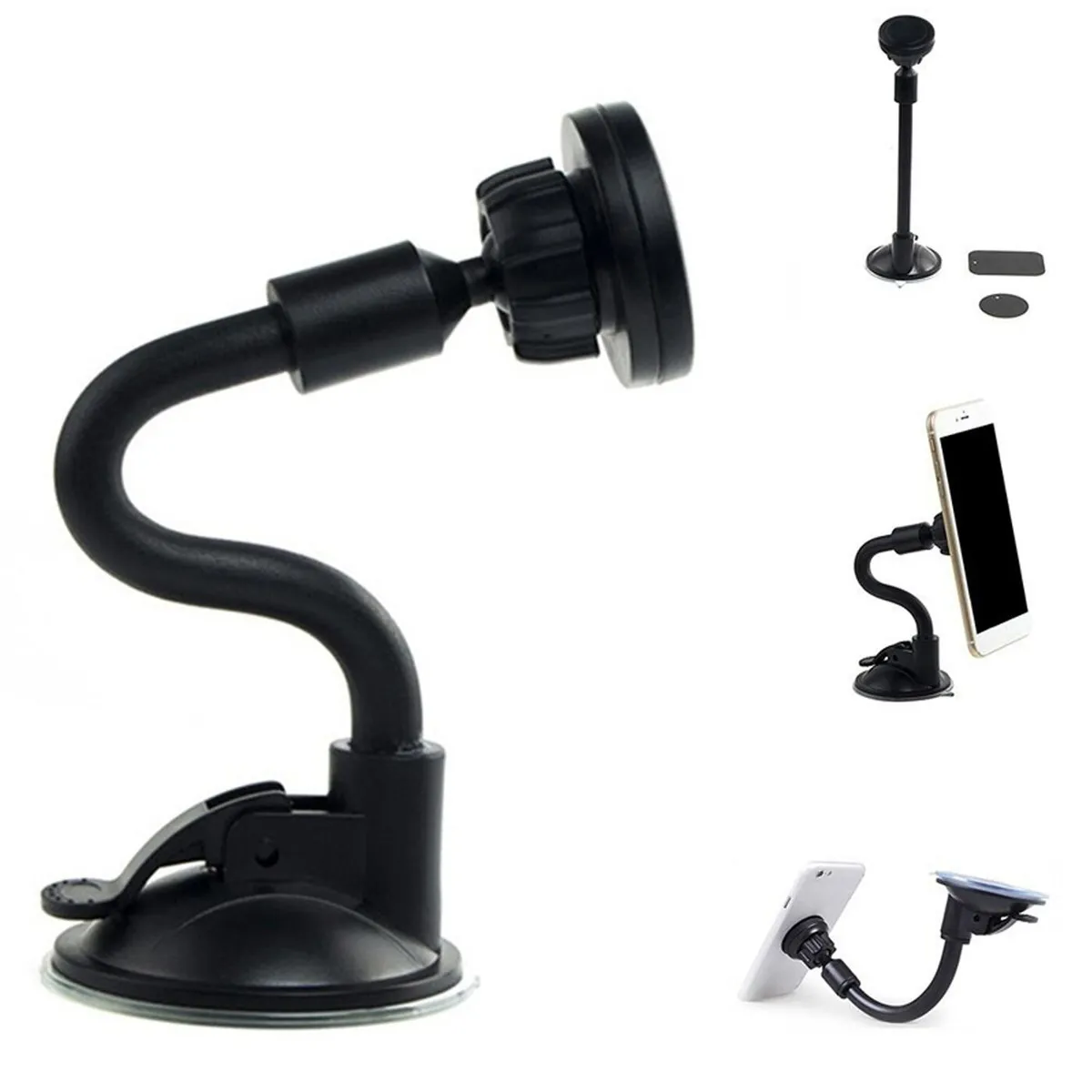 Держатель автомобильный Activ 06 Black 113885, магнитный для смартфонов присоска на панель/стекло, черный