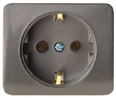 Розетка СВЕТОЗАР Гамма SV-54105-DM, скрытый монтаж, однопостовая, с з/к, 16A, в сборе, IP20, 250 В, темно-серый металлик (SV-54105-DM)