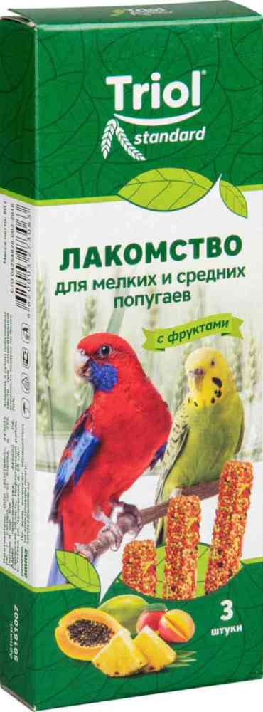 Лакомство для мелких и средних попугаев Triol с фруктами, 80 г