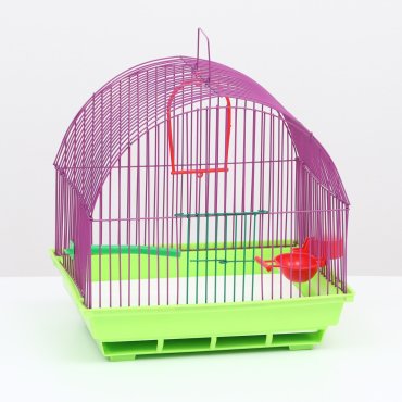 Клетка для птиц малая, полукруглая, с наполнением, 35 х 28 х 37 зеленый No brand