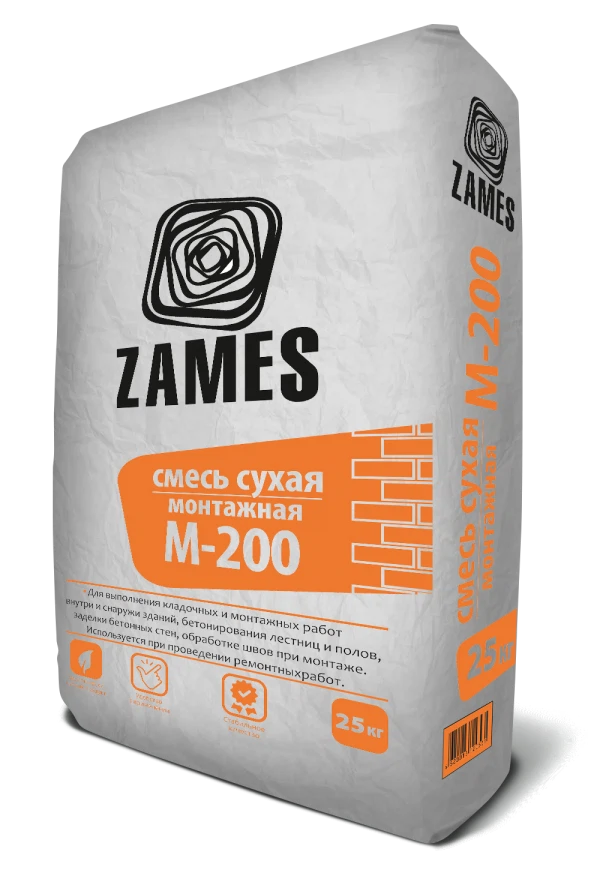 смесь сухая монтажная zames м200 25 кг