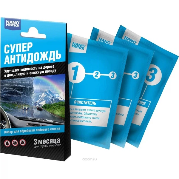 комплект салфеток антидождь чистое стекло nanoprotech 115