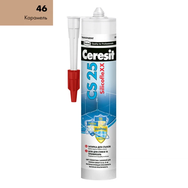 затирка силиконовая ceresit cs 25, цвет карамель, 0,28 л