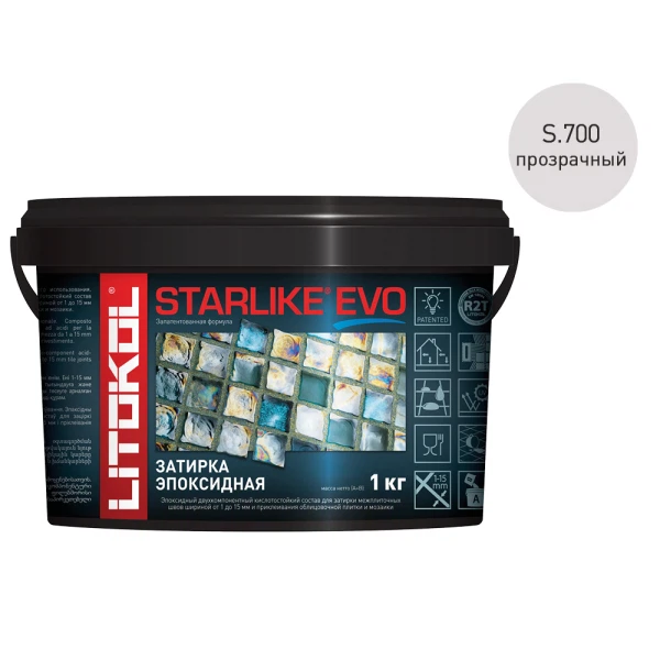 затирка эпоксидная litokol starlike evo, цвет прозрачный s.700, 1 кг