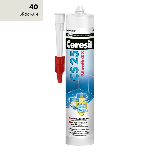 затирка силиконовая ceresit cs 25, цвет жасмин, 0,28 л