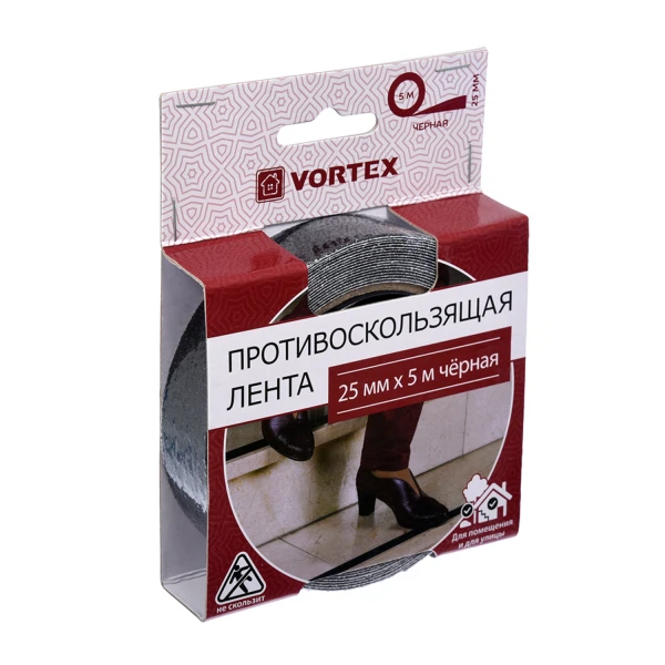 лента противоскользящая 25мм*5м vortex черная 22508