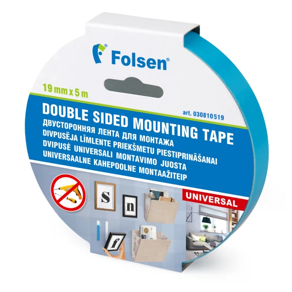 лента универсальная для монтажа folsen 19мм*5м*1,1мм белая