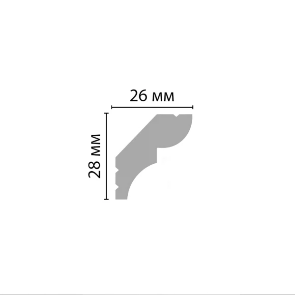 плинтус потолочный stenopol 28*26*2000мм дюрополимер белый c708