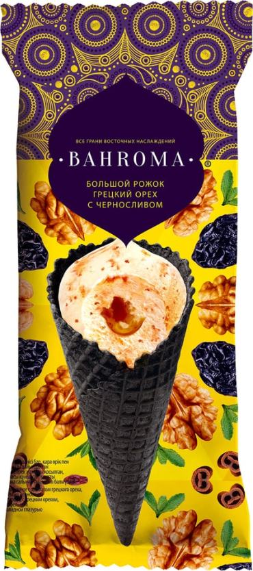 Мороженое Bahroma Большой Рожок грецкий орех и чернослив 105г 109₽