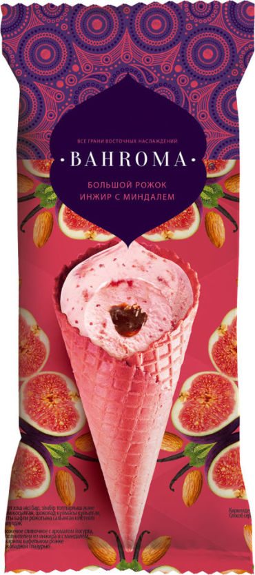 Мороженое Bahroma Большой Рожок Инжир с миндалем 105г 100₽