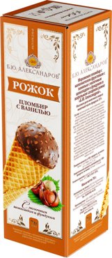 Мороженое БЮАлександров Пломбир с ванилью и молочным шоколадом с фундуком 70г 105₽