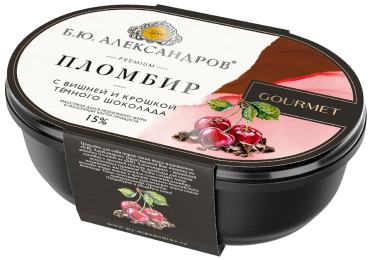 Мороженое БЮАлександров Пломбир Вишня и крошка темного шоколада 450г 740₽
