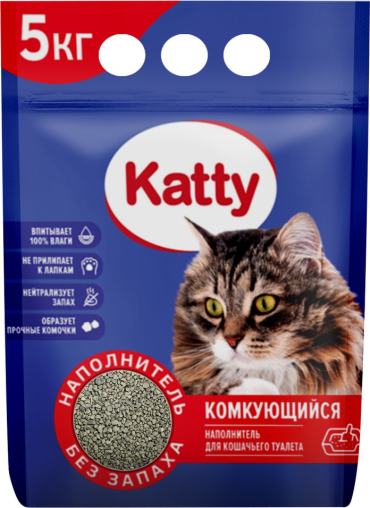 Наполнитель для кошачьего туалета Katty комкующийся 5кг 168₽