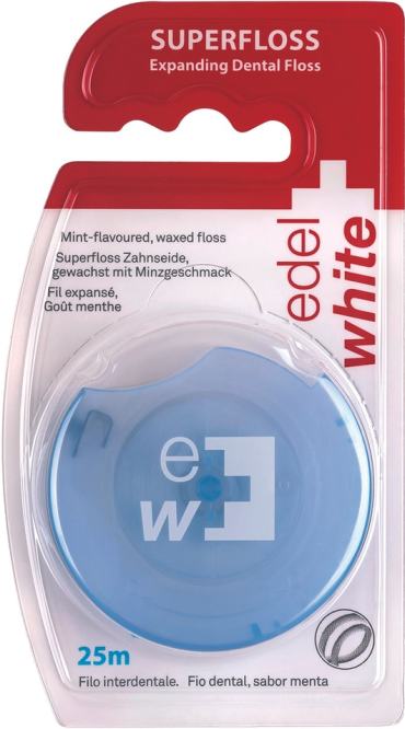 Зубная нить EdelWhite Expanding Superfloss вощеная расширяющаяся с мятным вкусом 25м 476₽