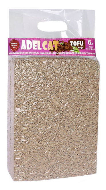 Наполнитель Adel Cat Tofu Кофе комкующийся соя 25кг 6 л 935₽