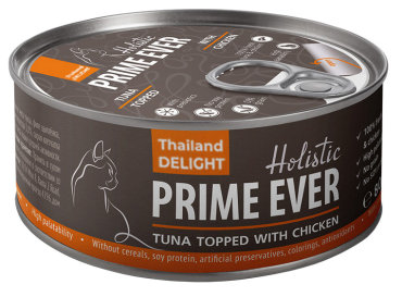 Влажный корм для кошек Prime Ever Тунец с цыпленком в желе 008 кг 209₽