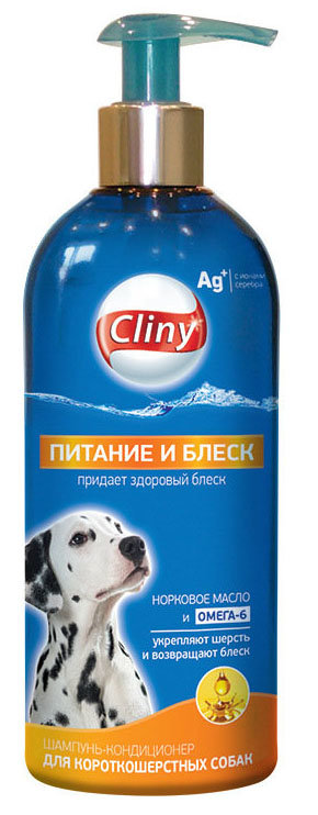 Шампунь для собак Cliny K303 Шампунь-кондиционер Питание и блеск для короткошерстных 300 мл 484₽
