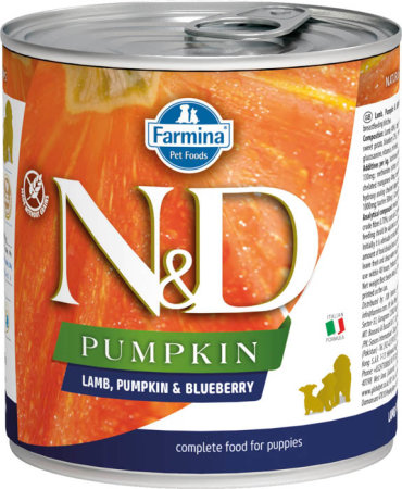 Влажный корм для щенков Farmina N D Lamb Pumpkin Blueberry Puppy с ягненком черникой и тыквой 0285 кг 446₽