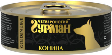 Влажный корм для собак Четвероногий Гурман Golden line Конина натуральная 01 кг 171₽