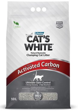 Наполнитель Cats White Activated Carbon с активированным углем комкующийся бентонит 85кг 10 л 1745₽