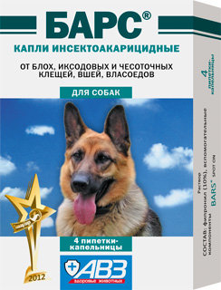 Барс от блох и клещей капли на холку 4 пипетки без размера 326₽