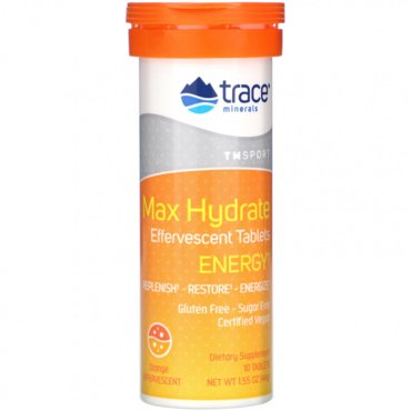 Trace Minerals Max Hydrate Energy шипучие таблетки апельсин 44 г 155 унции 1180₽