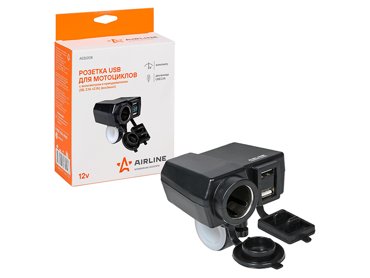 Розетка USB для мотоцикла Airline с вольтметром и прикуривателем 5V 21А 21А вклвыкл AEBJ208 1036₽